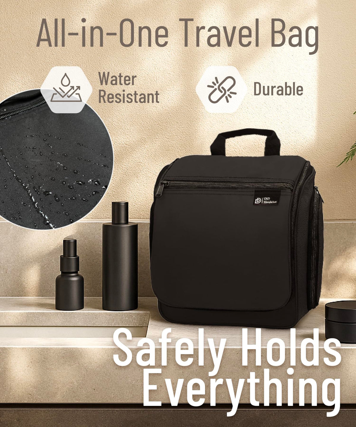DD D&D Wanderlust Toiletry Bag open with toiletries inside