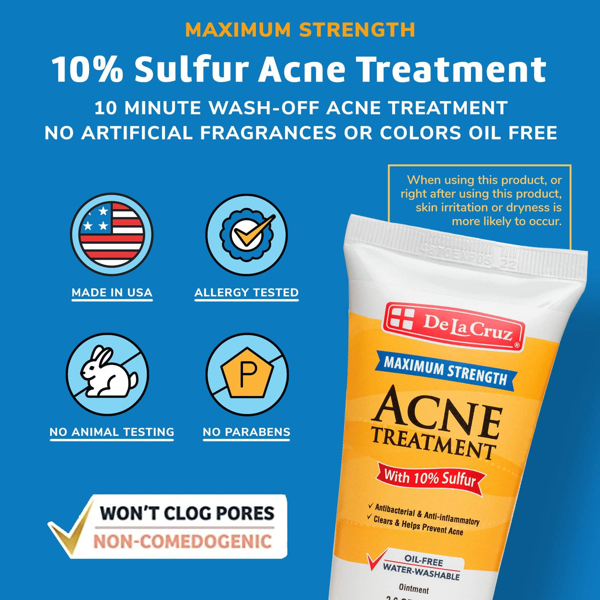 De La Cruz 10% Sulfur Ointment tube side view