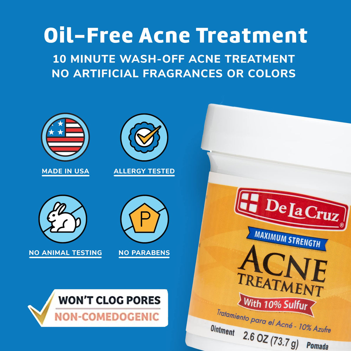 De La Cruz Sulfur Ointment 10% jar side view