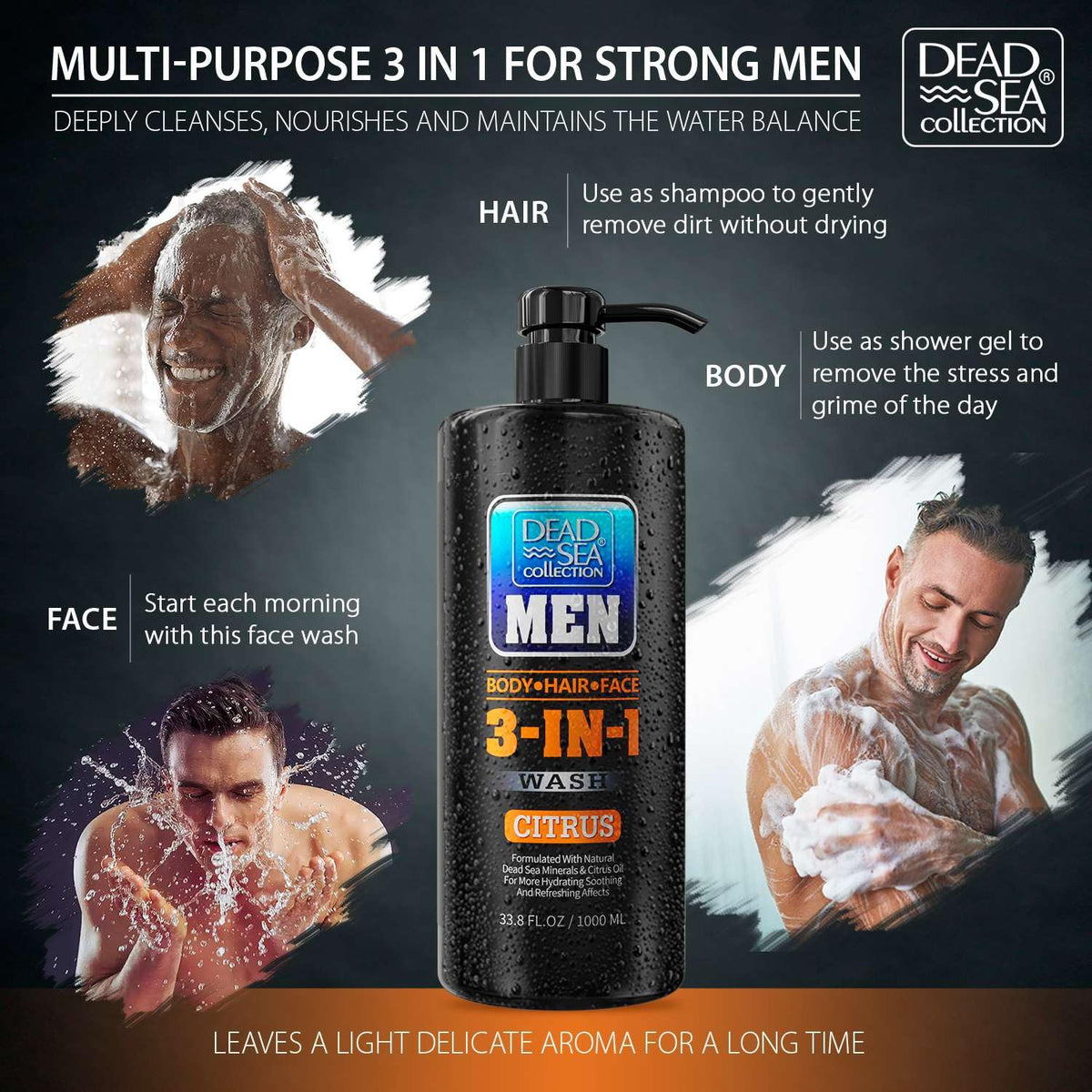 Dead Sea Collection 3-in-1 Men's Body Wash Citrus back view