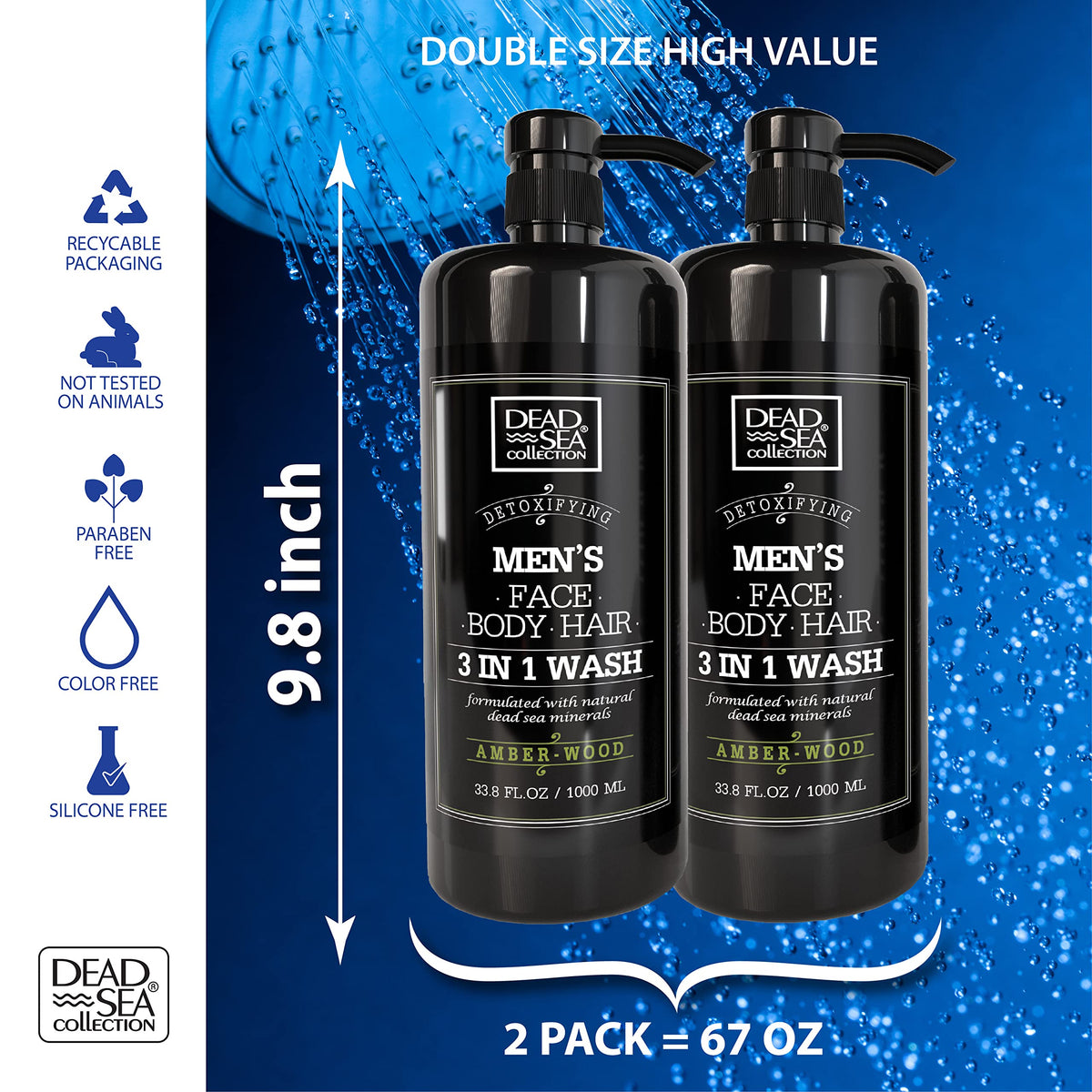 Dead Sea Collection Amber Wood Men’s Body Wash with amber wood scent