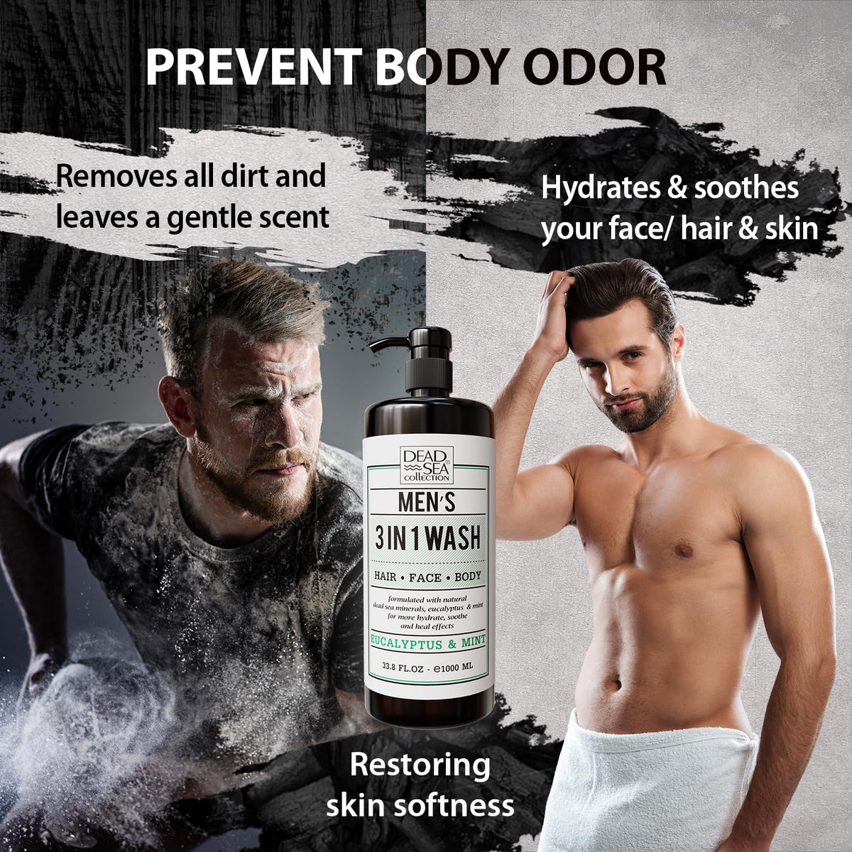 Dead Sea Collection Eucalyptus Mint Men’s Body Wash in a shower setting