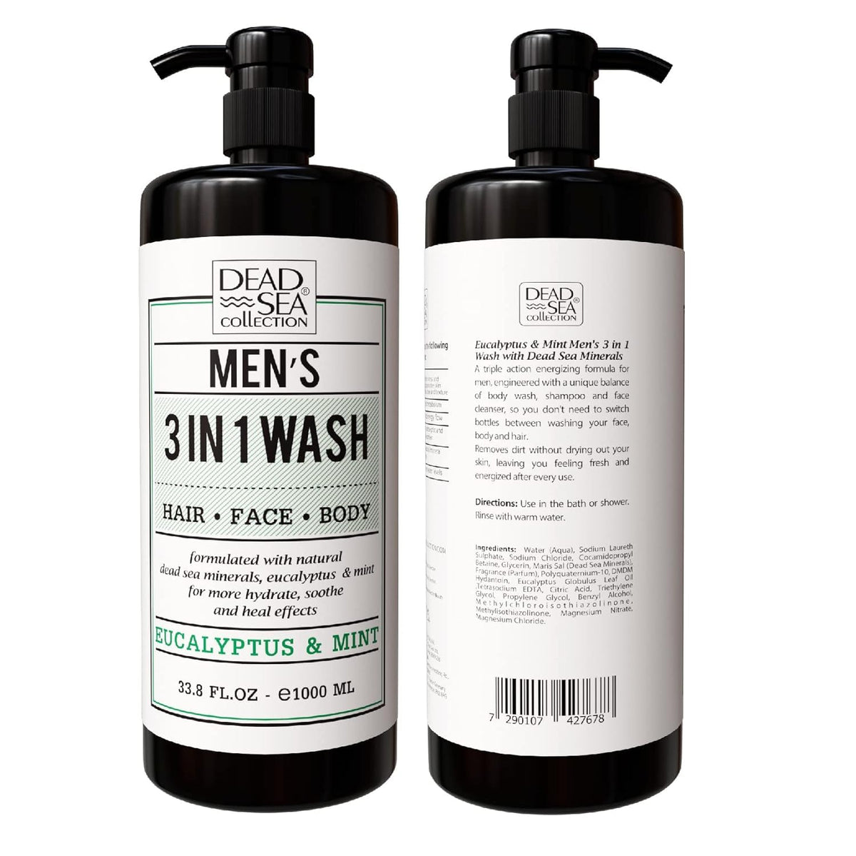 Dead Sea Collection Eucalyptus Mint Men’s Body Wash packaging details