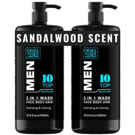 Dead Sea Collection Men's 3-in-1 Body Wash front view with pump dispenser
