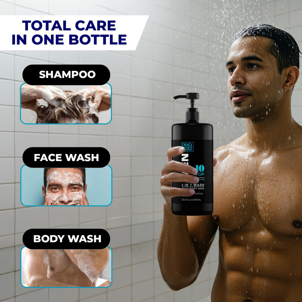 Dead Sea Collection Men's 3-in-1 Body Wash with Dead Sea minerals highlighted