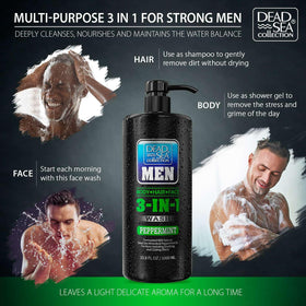 Dead Sea Collection Peppermint Men’s Body Wash back view showing ingredients