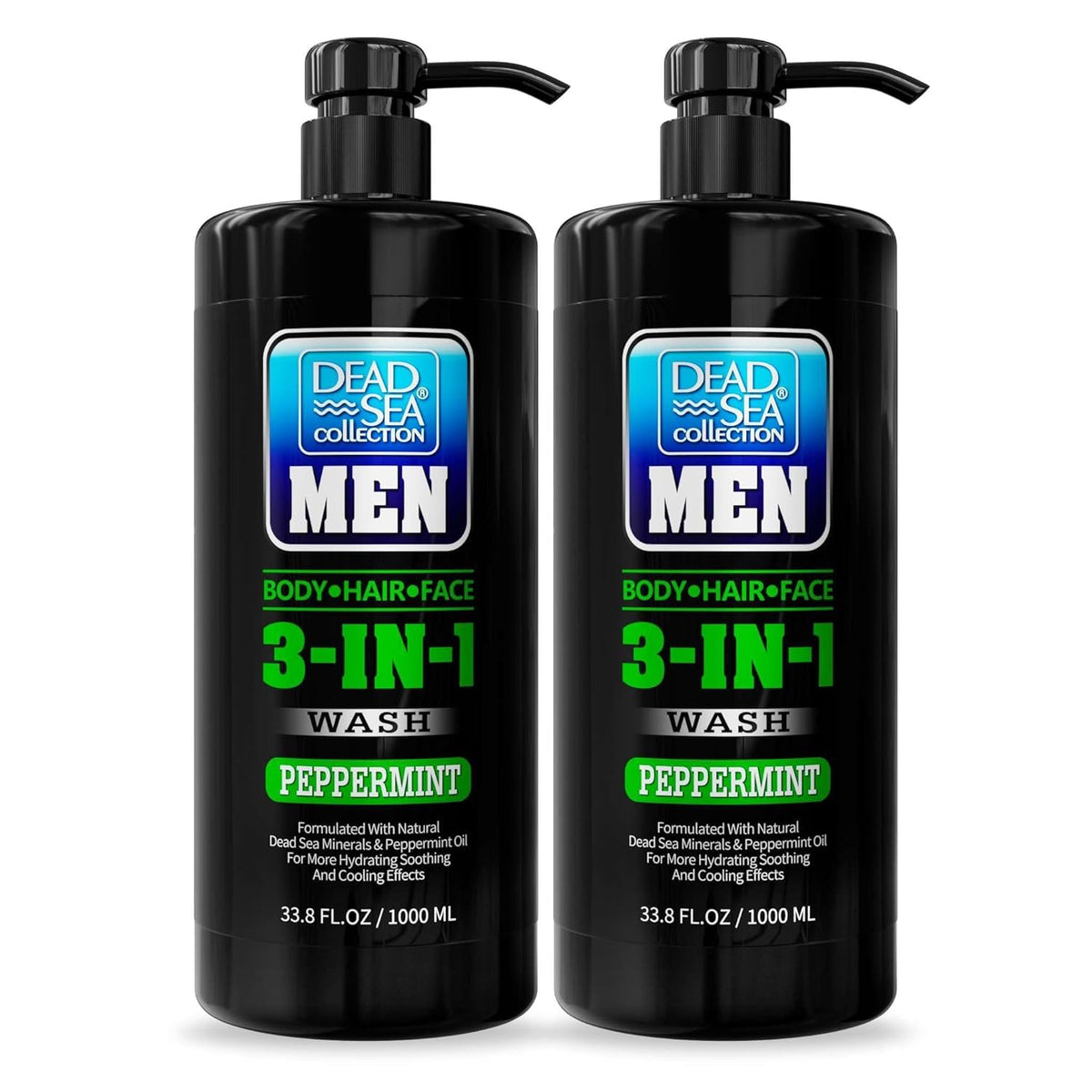 Dead Sea Collection Peppermint Men’s Body Wash front view with pump