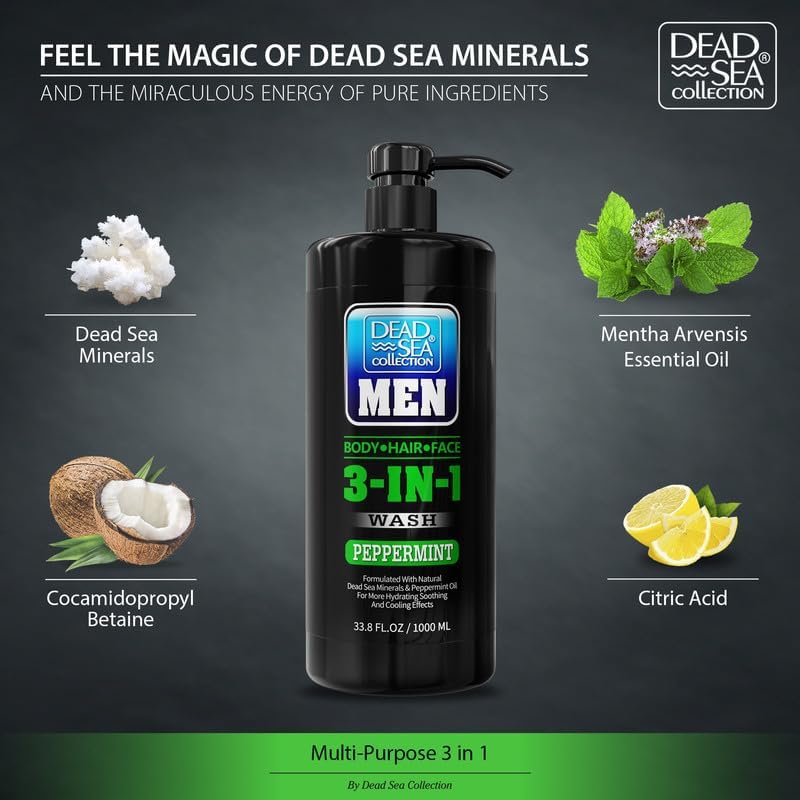 Dead Sea Collection Peppermint Men’s Body Wash in a shower setting