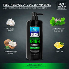 Dead Sea Collection Peppermint Men’s Body Wash in a shower setting
