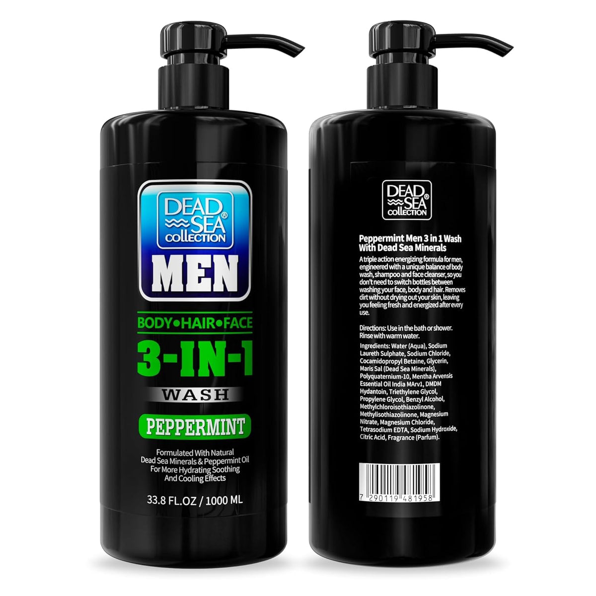 Dead Sea Collection Peppermint Men’s Body Wash lifestyle shot in bathroom