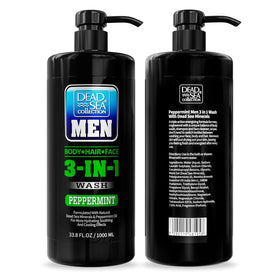 Dead Sea Collection Peppermint Men’s Body Wash lifestyle shot in bathroom
