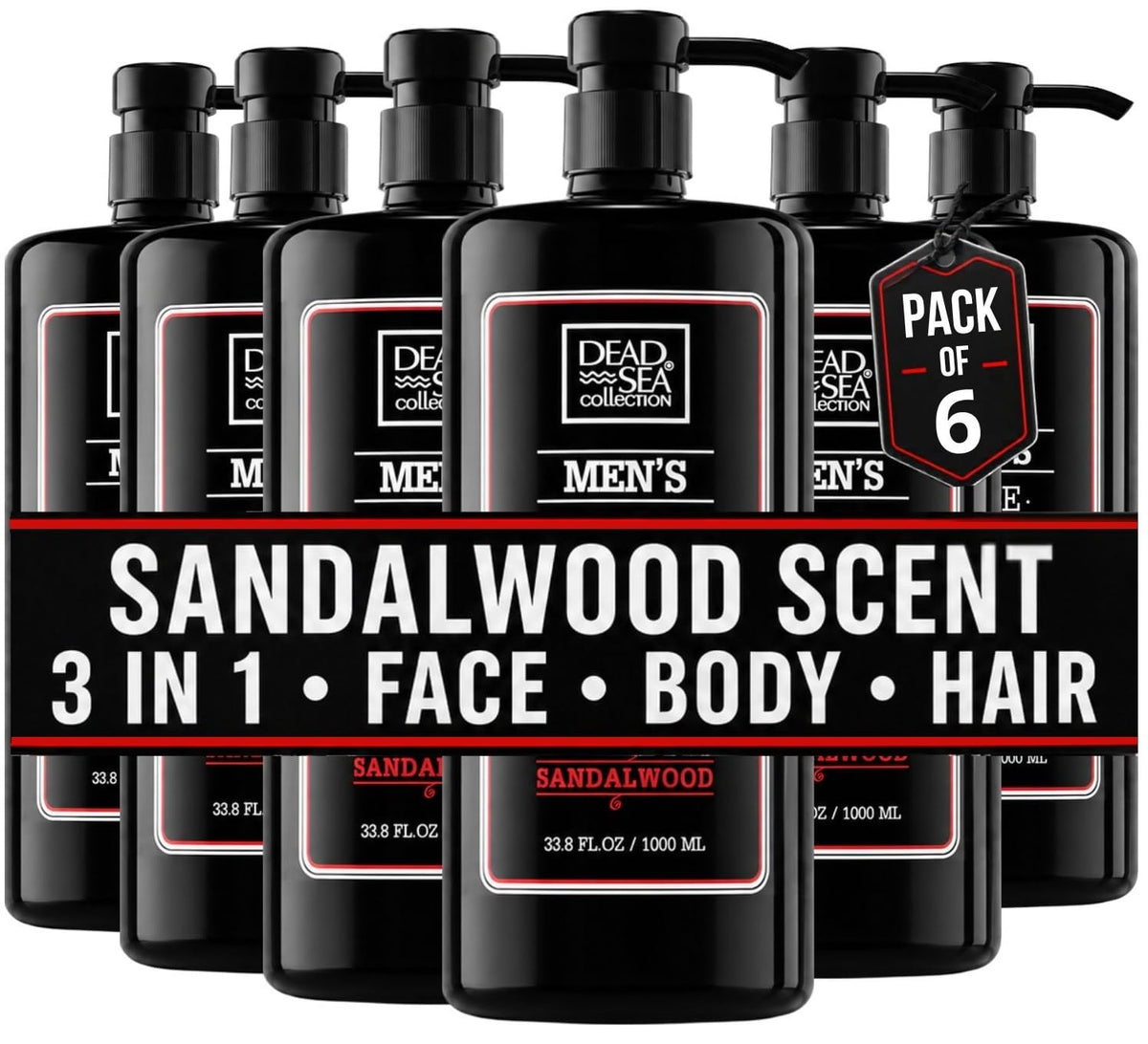 Dead Sea Collection Sandalwood Men's Body Wash front view