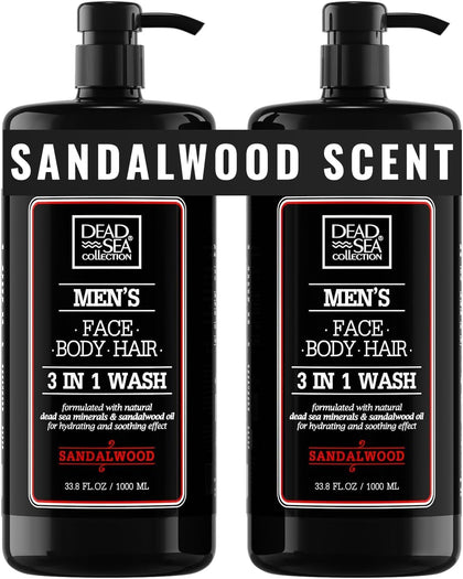 Dead Sea Collection Sandalwood Men’s Body Wash front view with pump