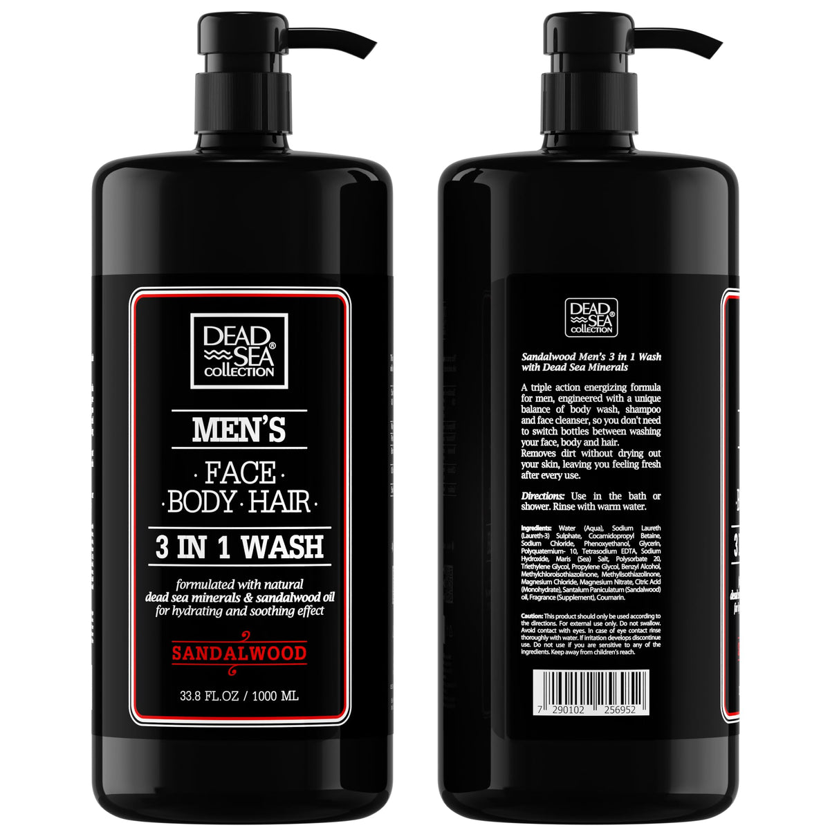 Dead Sea Collection Sandalwood Men’s Body Wash in a shower setting