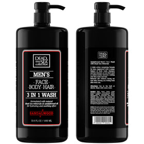 Dead Sea Collection Sandalwood Men’s Body Wash in a shower setting