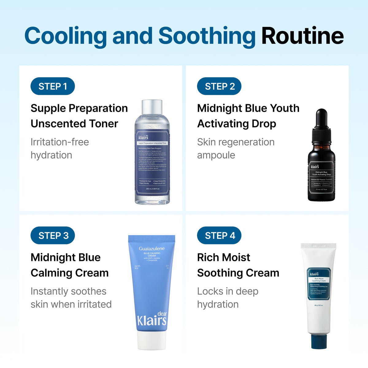 DearKlairs Blue Calming Cream with other DearKlairs products
