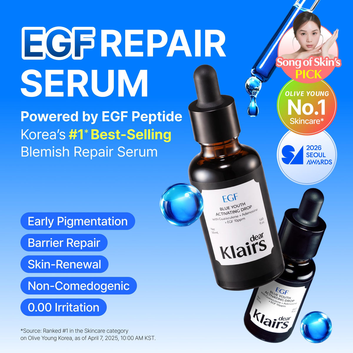 DearKlairs EGF Serum Blue Youth Activating Drop side view