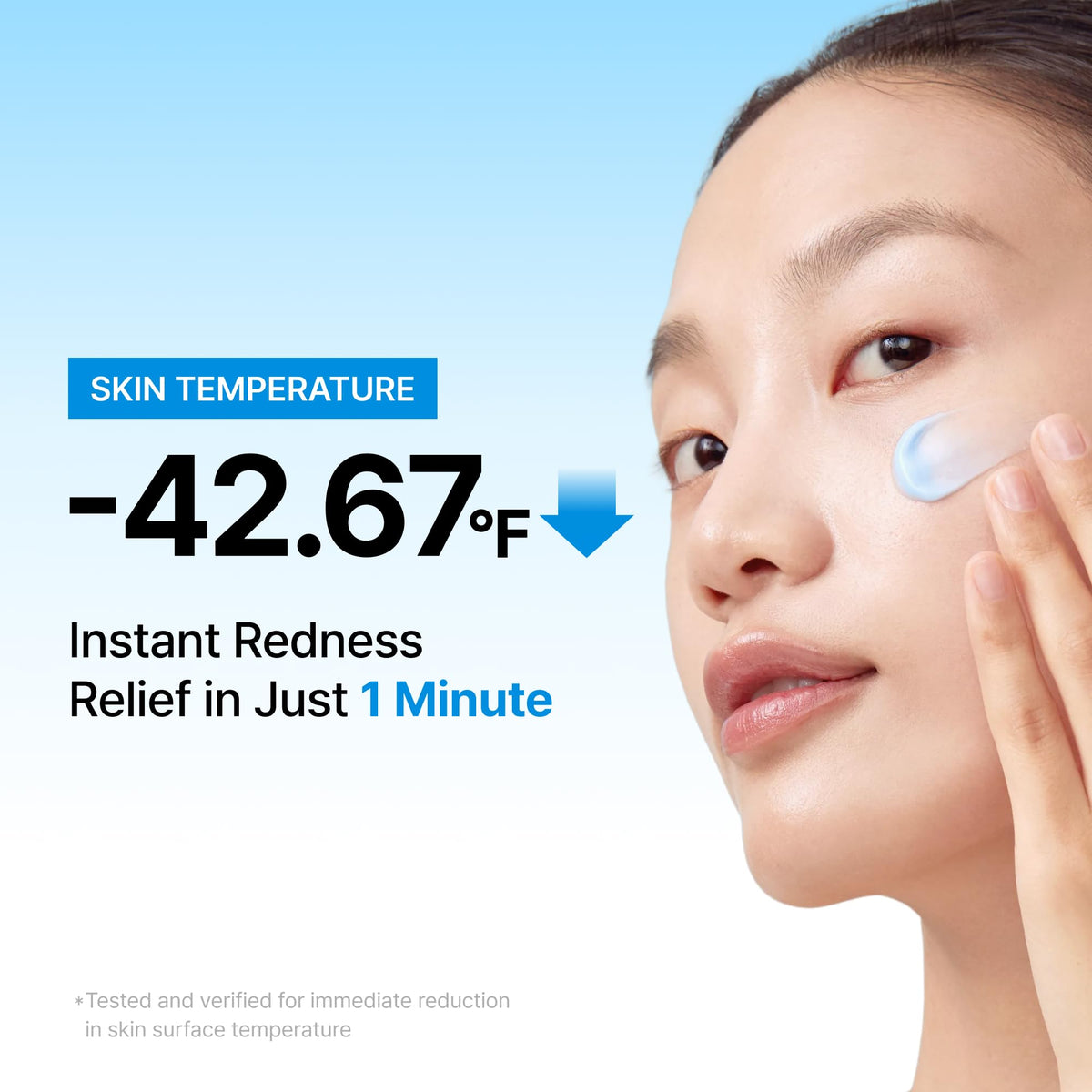 DearKlairs Midnight Blue Calming Cream application on skin