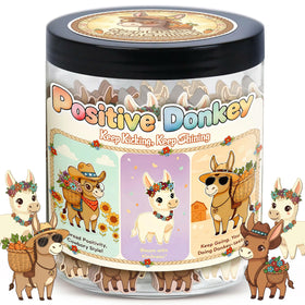 DEARMINE Positive Donkey Christmas Jar front view with affirmation cards