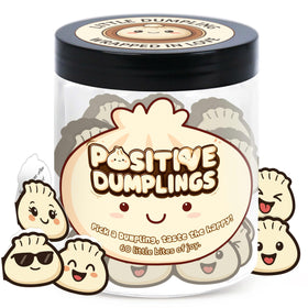 DEARMINE Positive Dumpling Jar front view with 60 affirmation cards