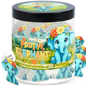 DEARMINE Positive Elephant Jar front view with affirmation cards