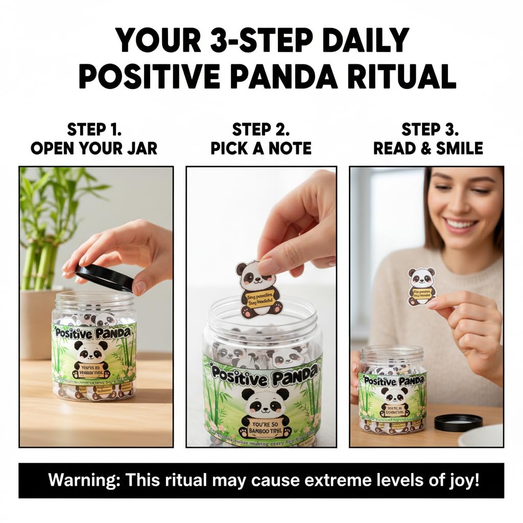 DEARMINE Positive Panda Jar with open lid showing affirmation cards