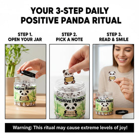 DEARMINE Positive Panda Jar with open lid showing affirmation cards