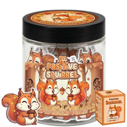 DEARMINE Positive Squirrel Jar with 60 affirmation cards front view