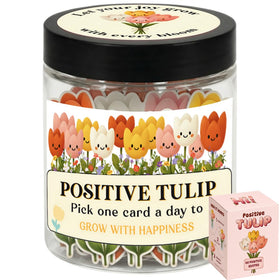DEARMINE Positive Tulip Jar front view with affirmation cards