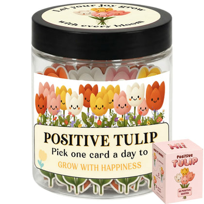DEARMINE Positive Tulip Jar front view with affirmation cards