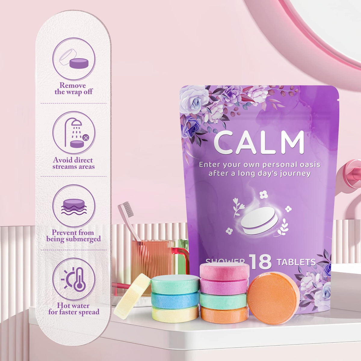 DeckTheHalls shower steamers in rose scent