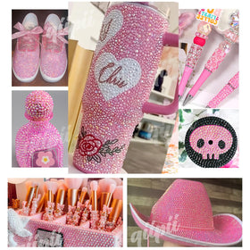 Decorated tumbler with qiipii rhinestones