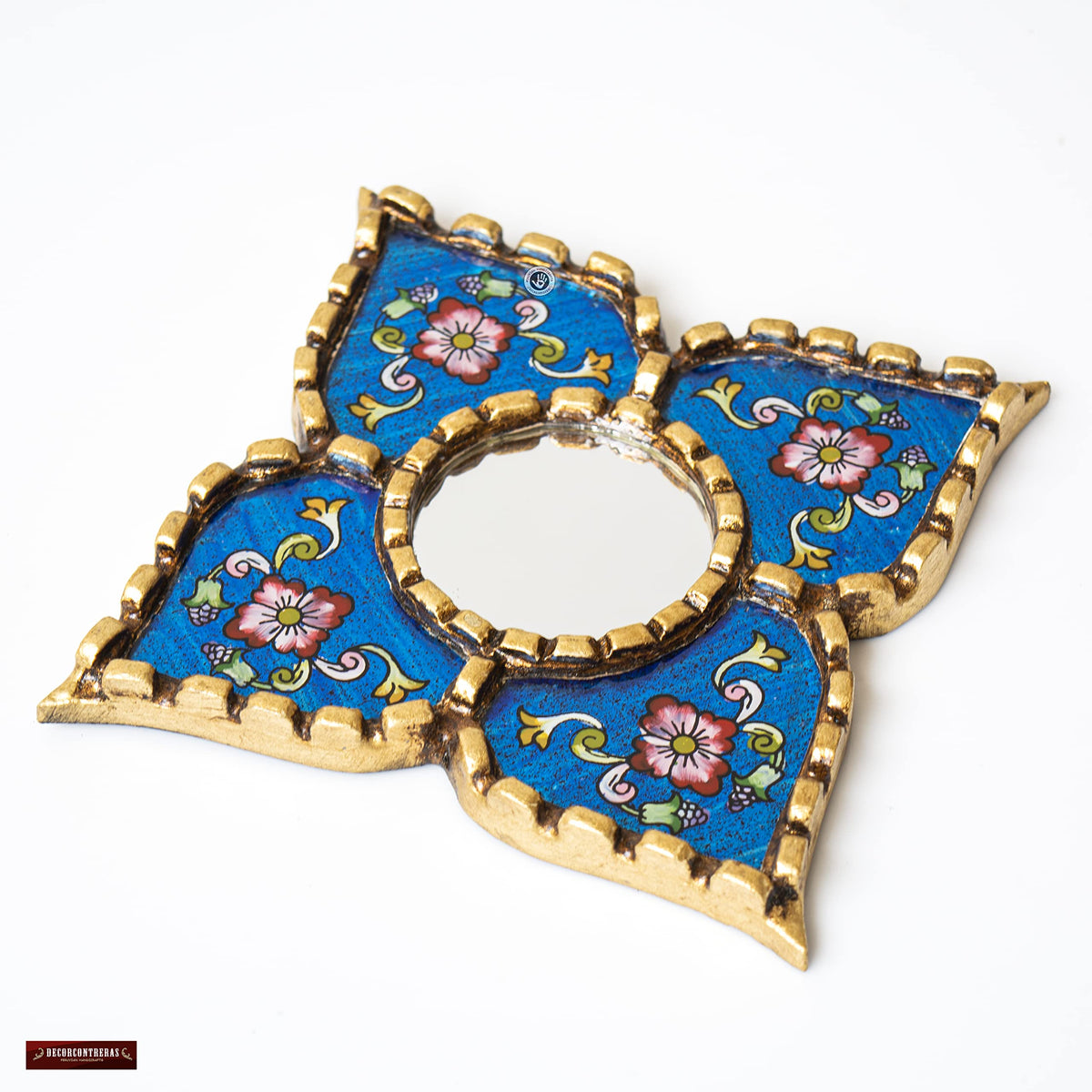 DecorContreras Artisan Small Decorative Mirror back view with hooks