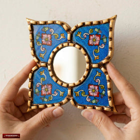 DecorContreras Artisan Small Decorative Mirror with floral motifs close-up