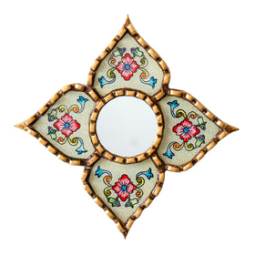 DecorContreras diamond-shaped painted glass mirror front view
