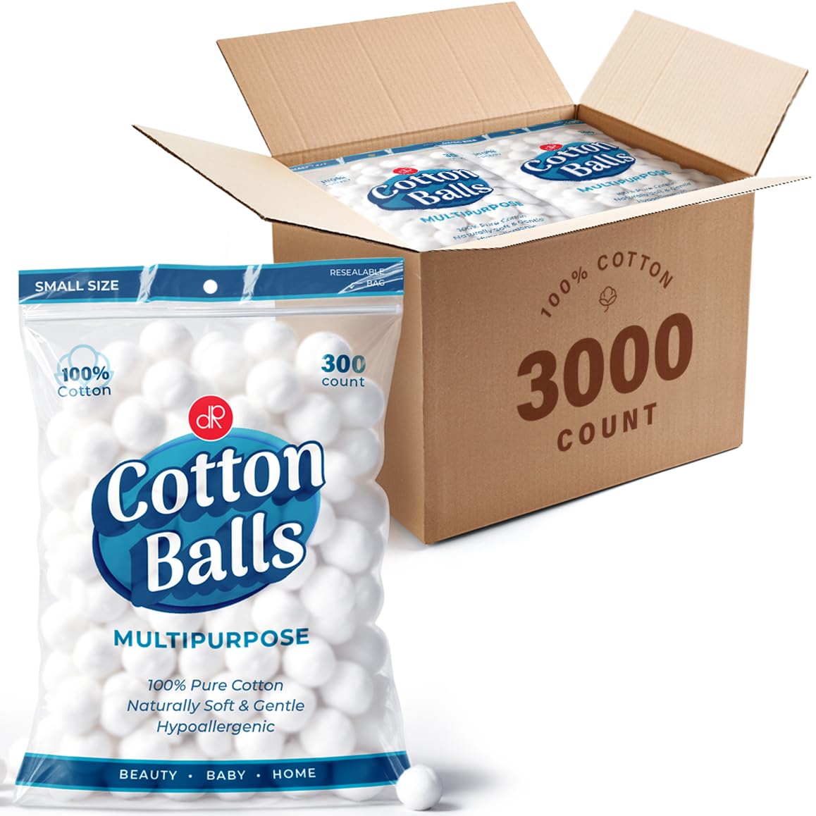 DecorRack 3000 small cotton balls pack front view