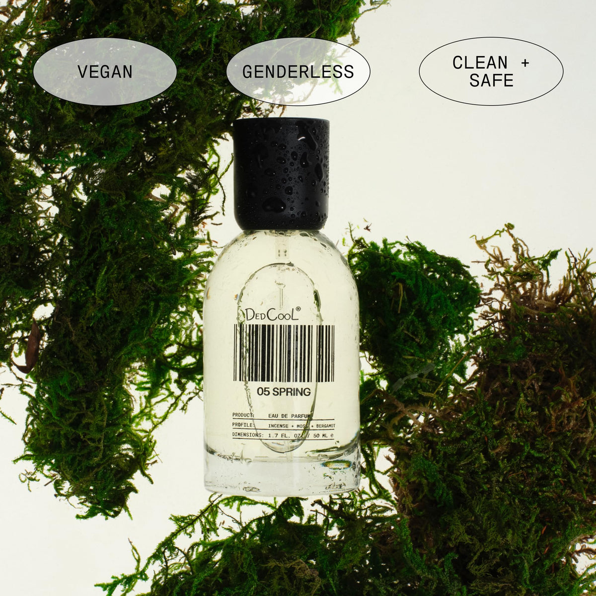 DedCool Eau de Parfum 05 Spring bottle on a wooden table