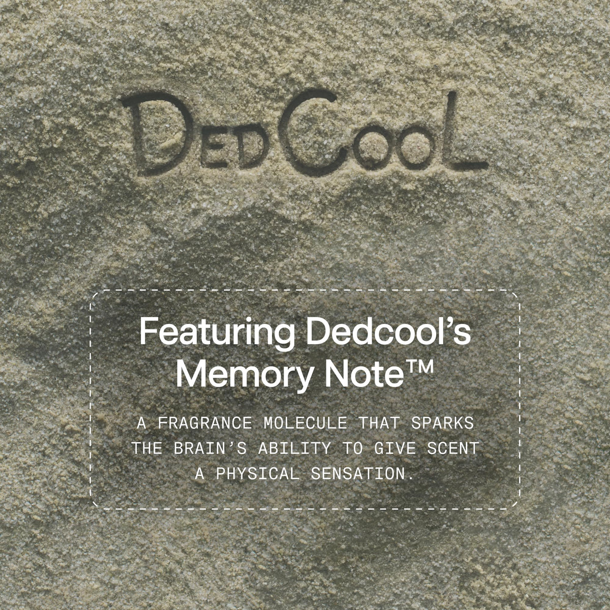 DedCool Mineral Milk Eau de Parfum bottle with a beach background