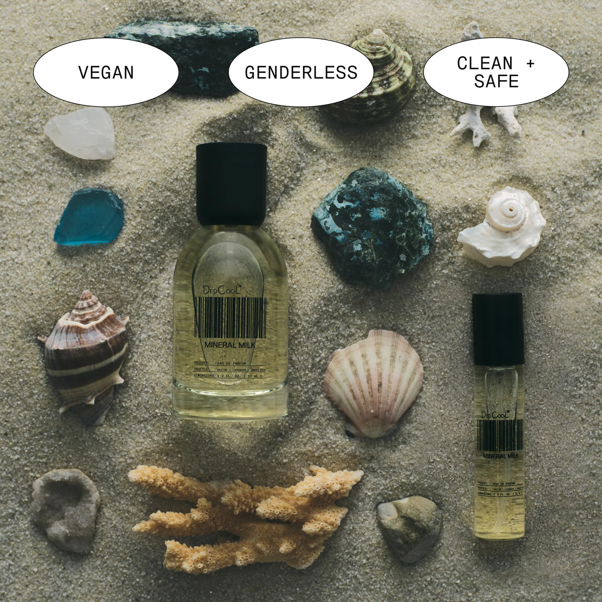 DedCool Mineral Milk Eau de Parfum bottle with cap off