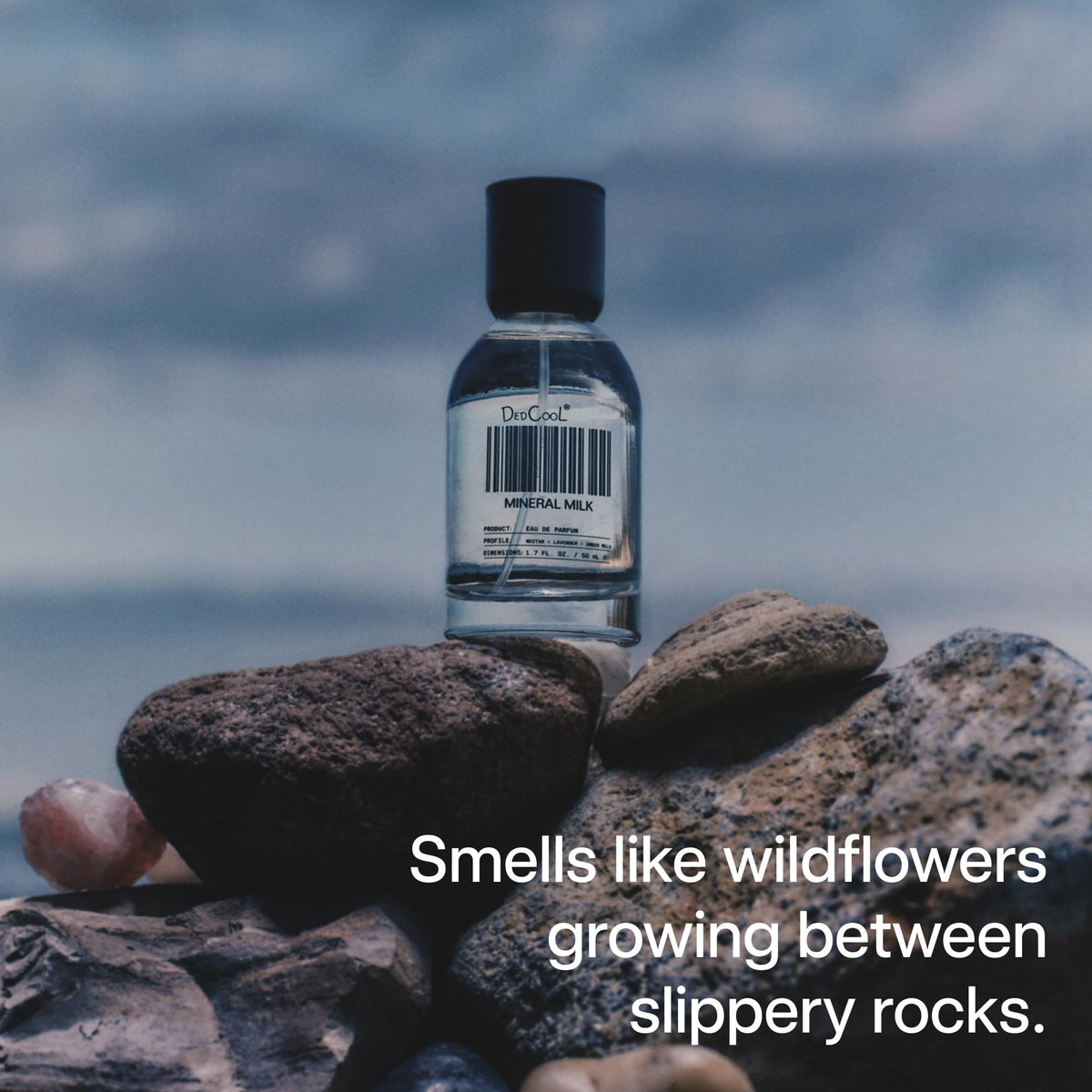 DedCool Mineral Milk Eau de Parfum lifestyle scene on a table