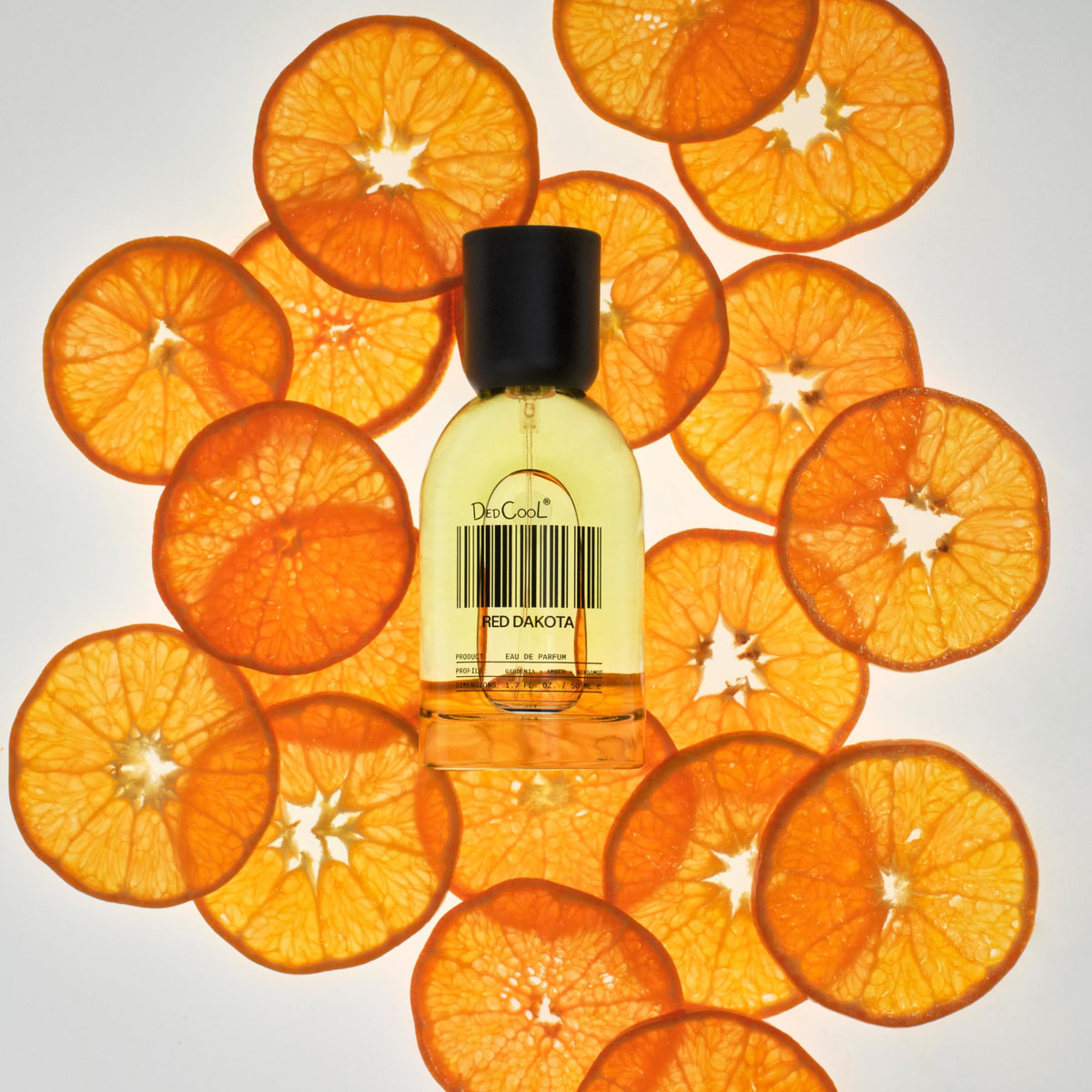 DedCool Red Dakota Eau de Parfum on a vanity
