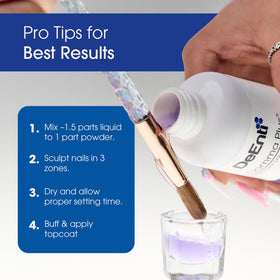DeEnti Acrylic Monomer Liquid 8oz in a nail art workspace