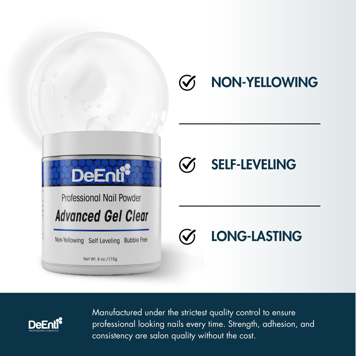 DeEnti Acrylic Nail Powder Clear 4oz texture close-up