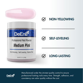 DeEnti Acrylic Nail Powder Medium Pink 2oz close-up