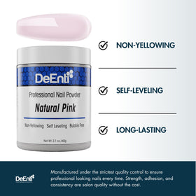 DeEnti Acrylic Nail Powder Natural Pink 2oz texture close-up