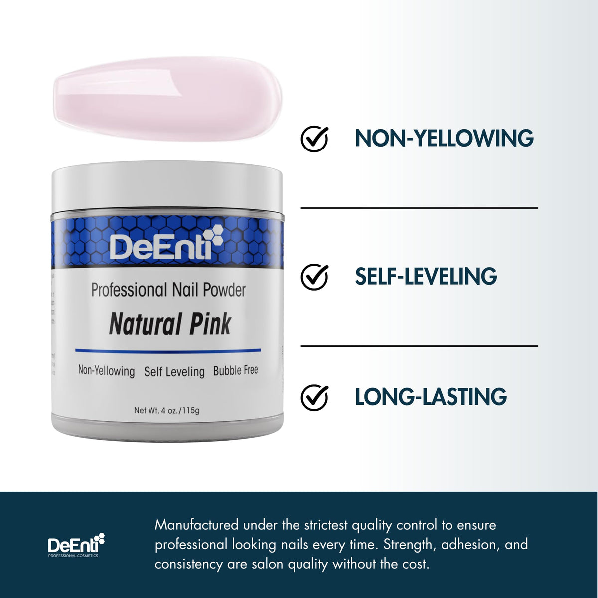 DeEnti Acrylic Nail Powder Natural Pink 4oz close-up