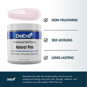 DeEnti Acrylic Nail Powder Natural Pink 4oz close-up