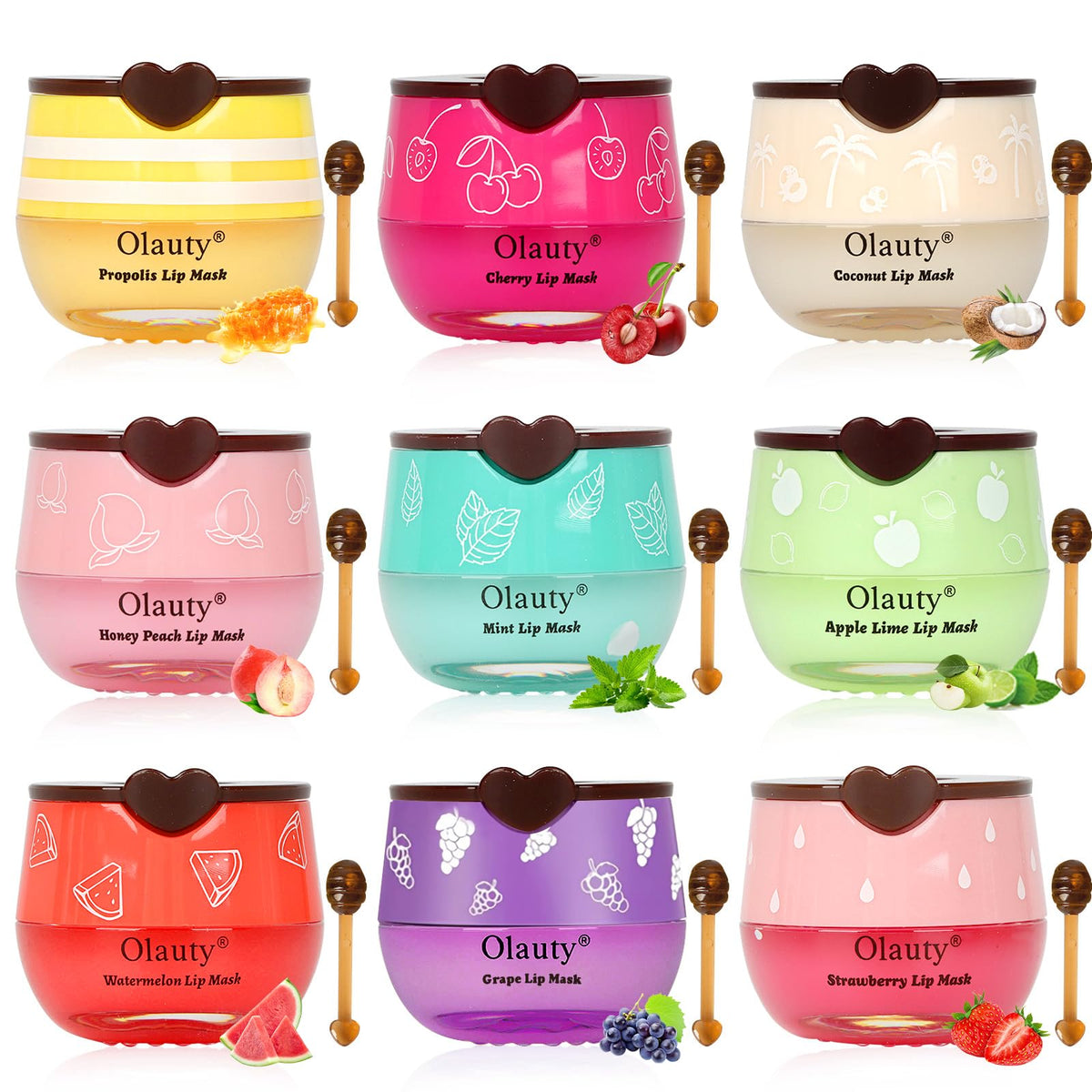 Deepmind Bee Lip Balm Honey Pot set front view with 9 pieces