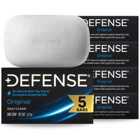 Defense Soap 5-pack of all-natural tea tree bar soap front view