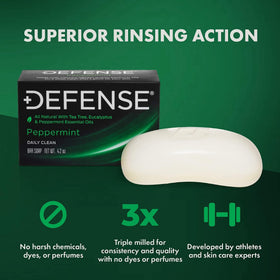 Defense Soap 5-pack of peppermint bar soaps stacked
